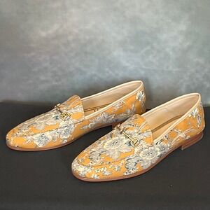 Sam Edelman Loraine Loafer Flats Floral Print Mustard Yellow Women Sz 8.5M‎
